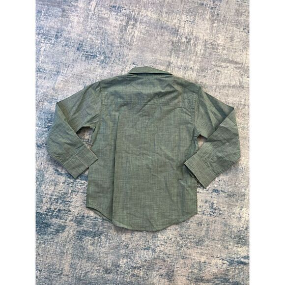 Calvin Klein Jeans Green Micro Stripe Long Sleeve Button Down Boys Small - Picture 2 of 5